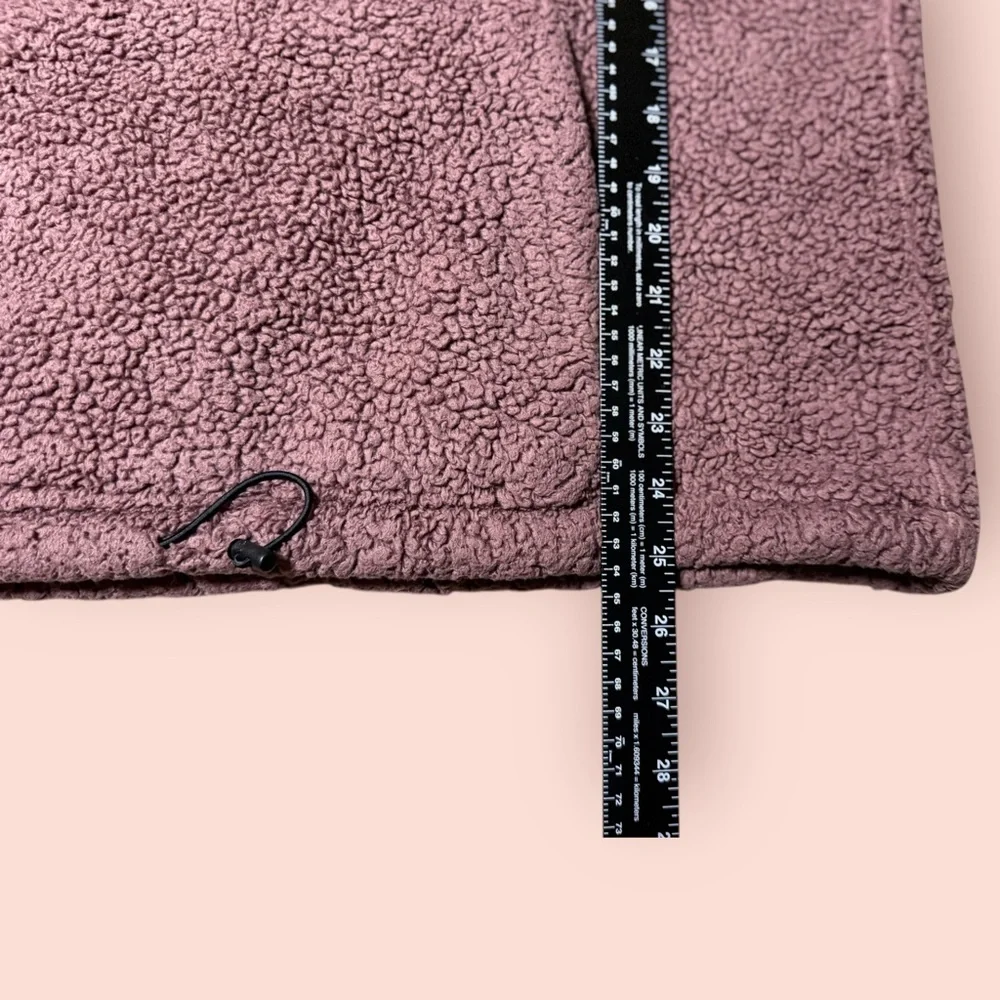 PINK Victoria’s Secret Sherpa Quarter Zip Pullover Sweatshirt Mauve Cozy Fleece - Picture 10 of 11